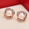 Upscale 14k Gold Jewelry Real Gold  Earrings Zircon Pearl Twist Luxury Stud Earrings for Women Brincos Pendientes Bijoux - Tabashishop
