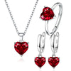 Heart Zircon 925 Silver Jewelry Sets Elegant Women's Ring Earrings Necklace Wedding Bridal Engagement Accessories - Tabashishop