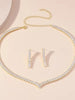 Fashionable women's necklace, hand jewelry, earrings, rings, wedding jewelry 3-piece set, fashionable and simple wedding jewelry - Tabashishop