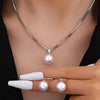 2 Pieces Of Round Pearl Jewelry Set, Earrings, Pendants, Necklaces, Ladies' Exquisite And Fashionable Wedding Jewelry Set,Gifts - Tabashishop