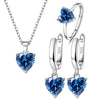 Heart Zircon 925 Silver Jewelry Sets Elegant Women's Ring Earrings Necklace Wedding Bridal Engagement Accessories - Tabashishop
