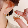 Upscale 14k Gold Jewelry Real Gold  Earrings Zircon Pearl Twist Luxury Stud Earrings for Women Brincos Pendientes Bijoux - Tabashishop