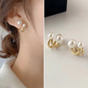 Upscale 14k Gold Jewelry Real Gold  Earrings Zircon Pearl Twist Luxury Stud Earrings for Women Brincos Pendientes Bijoux - Tabashishop