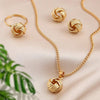 4pcs/set Twist Design Jewelry Set Simple Geometric MetalNecklace Stud Earrings Ring Set - Tabashishop