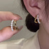 Upscale 14k Gold Jewelry Real Gold  Earrings Zircon Pearl Twist Luxury Stud Earrings for Women Brincos Pendientes Bijoux - Tabashishop