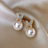 Upscale 14k Gold Jewelry Real Gold  Earrings Zircon Pearl Twist Luxury Stud Earrings for Women Brincos Pendientes Bijoux - Tabashishop