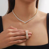 Fashionable women's necklace, hand jewelry, earrings, rings, wedding jewelry 3-piece set, fashionable and simple wedding jewelry - Tabashishop