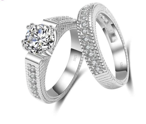Luxury 925 Silver Crystal Engagement/Wedding Ring - Tabashishop