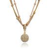 Gold Necklace With Rhinestone Ball Pendant - Tabashishop