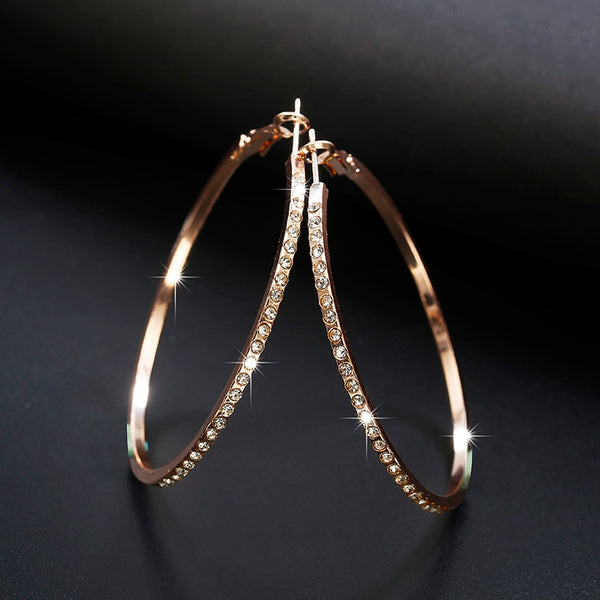 Hoop Earrings With Rhinestone Crystal - Tabashishop
